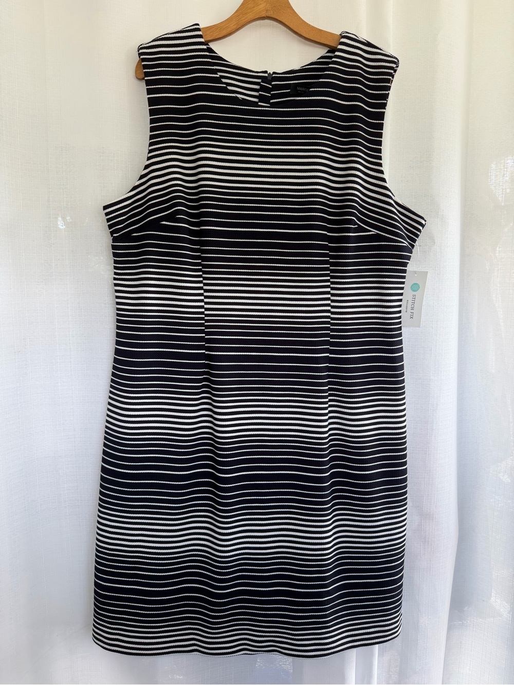 Margaret M Size 3X Midi Dress Navy White Stripe Sleeveless Classic Office Preppy